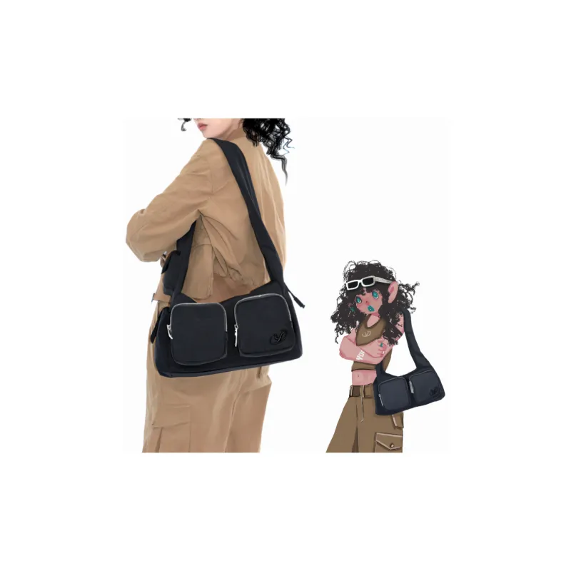 YOOLO Fabric Shoulder Bag Handbag Medium Size Women's Black-1