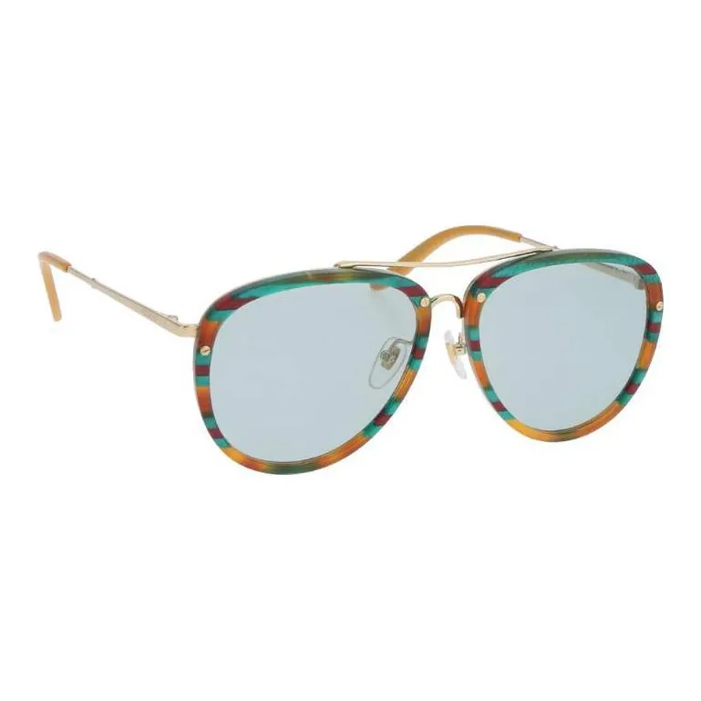 GUCCI Metal Acetate Aviator Sunglasses Men's Blue-2