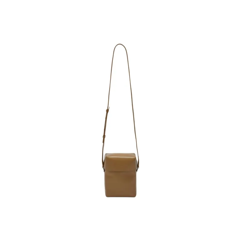 JIL SANDER Calfskin Shoulder Bag, Crossbody Bag Trumpets Men's Honey Brown-0