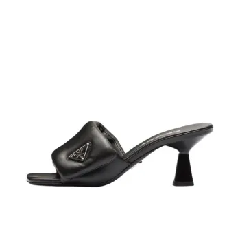 PRADA Soft Padded 65mm Sandals Black Nappa Leather Women's