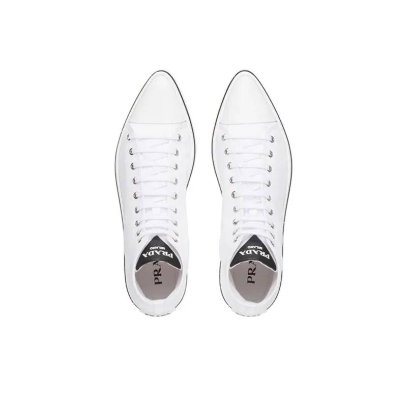 PRADA Canvas Shoes Men High Top White-4