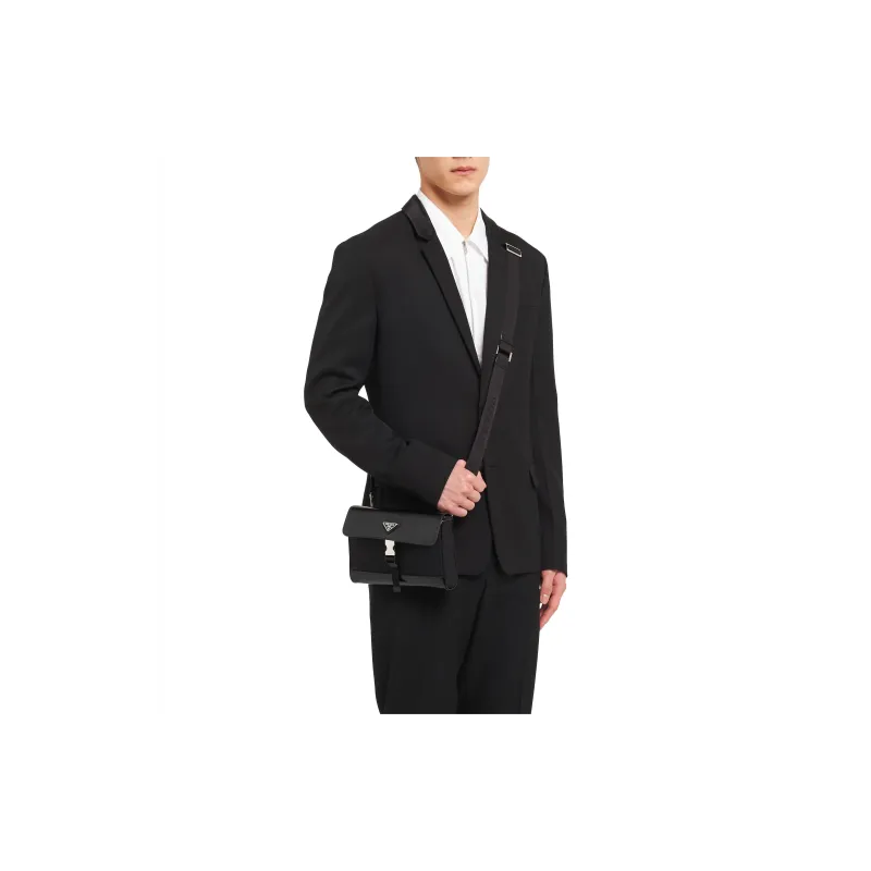 PRADA Recycled Nylon Messenger Bag Crossbody Bag Shoulder Bag Cell Phone Pouch Men's Black-3