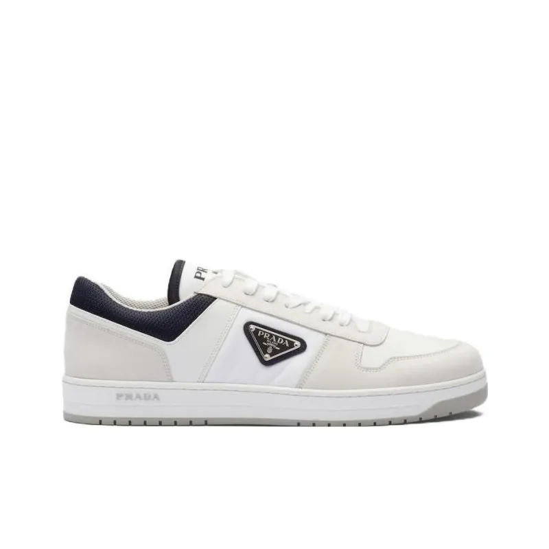 PRADA Downtown Leather Re Nylon Sneaker White Blue-1