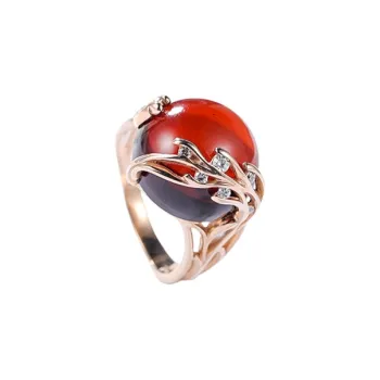 S&A Blood Amber Fine Jade Rings Women's