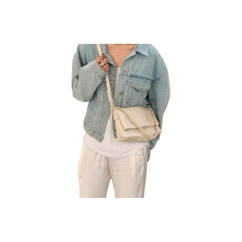 Rainbow Girl PU Shoulder Bag Small Square Bag Shoulder Bag Crossbody Bag Women's Black/Ecru-2