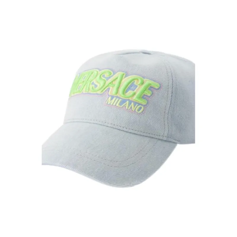 VERSACE Logo Embroidered Denim Baseball Cap-2