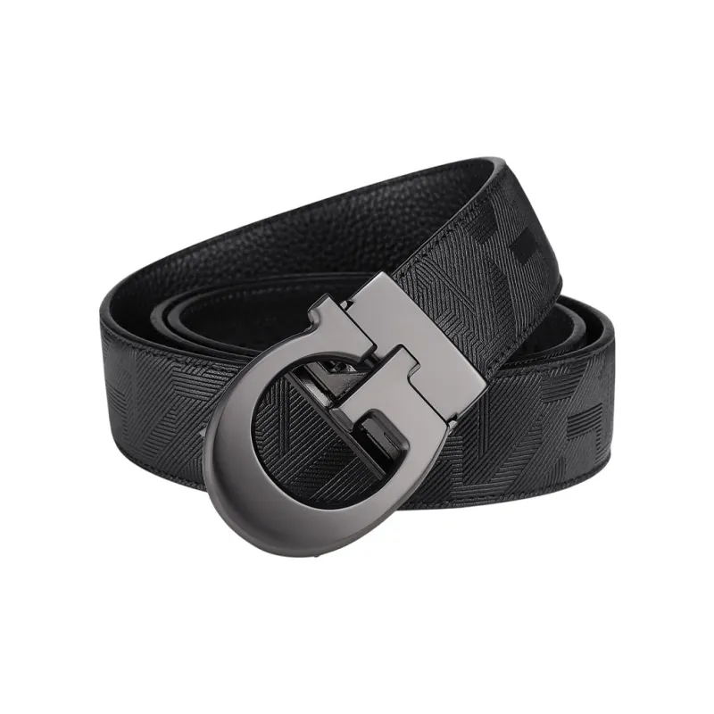 GOLF Cow Leather Leather Belts Men's Matte Black Gun 3.5cm-1