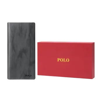 POLO Cow Leather Men's Wallet Medium Size Men's Gray Green