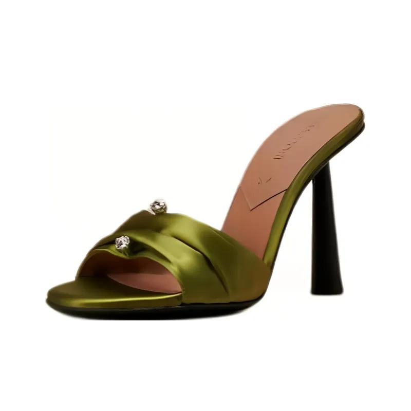 D'ACCORI Slide Slippers 10cm Women's Green-2