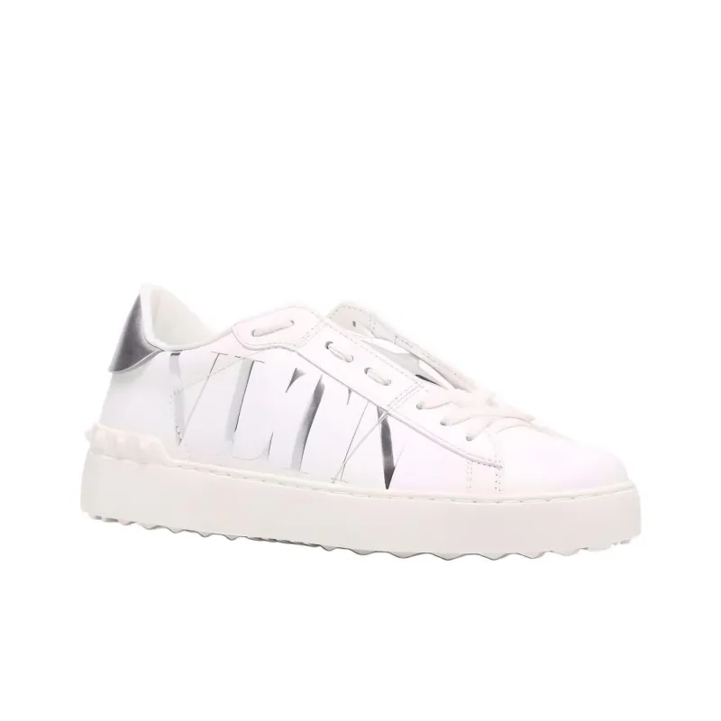 Valentino Open Low Top Stylish Skateboarding Shoes Women's White Silver-2