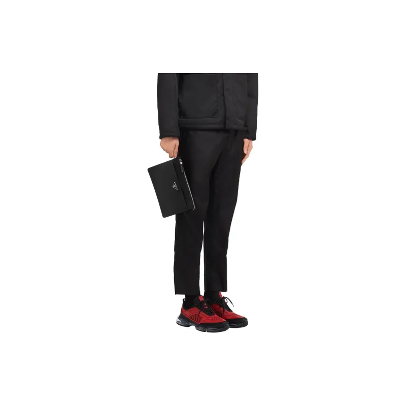 PRADA Saffiano Leather Clutch Men's Black-3