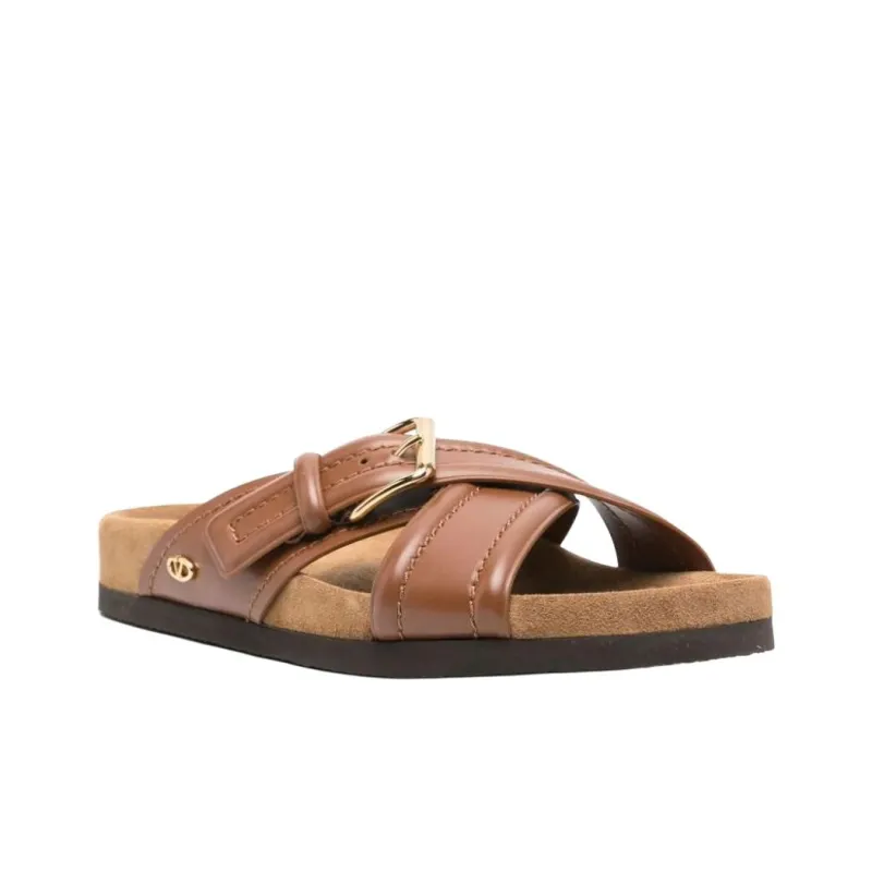Valentino Slide Slippers Women's Brown-2