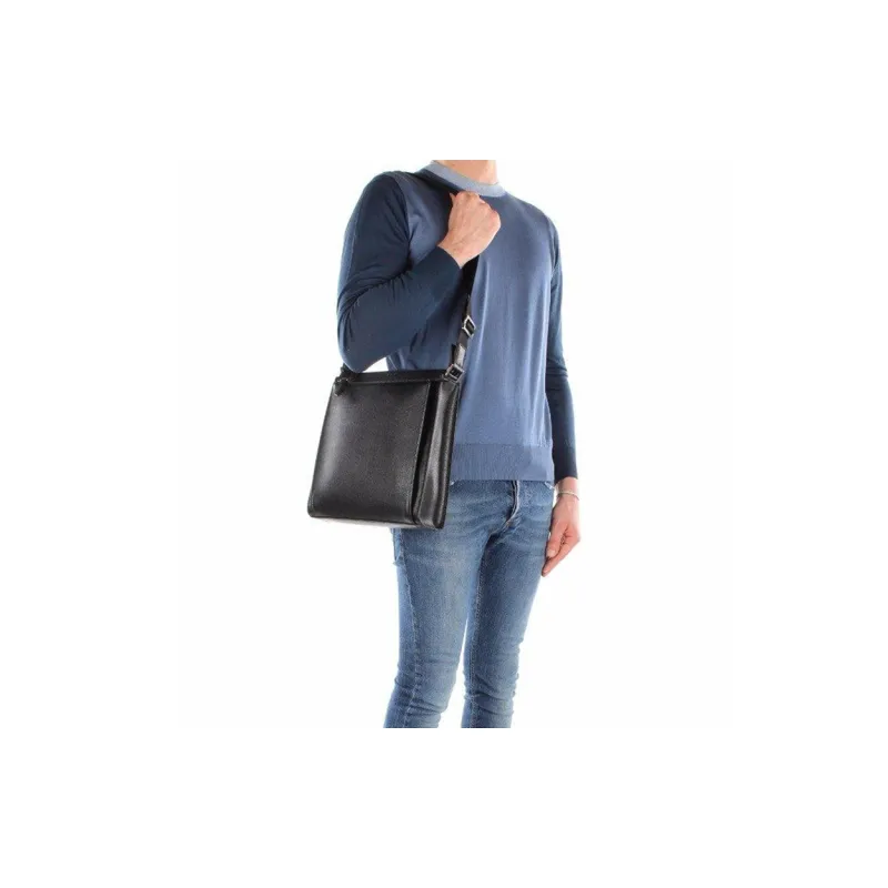 FENDI Leather Small Square Crossbody Bag, Shoulder Bag Men's Blue Black-5