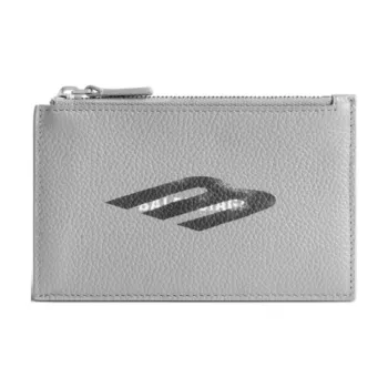 Balenciaga Cash Grained Calfskin Card Clip Card Holder Large Size Men's Gray