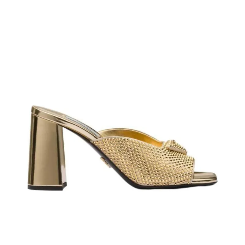 PRADA Antibacterial Slide Slippers Women's Gold-1