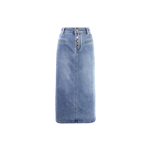 Qiushui Yiren Casual Short Skirts Women's Denim Blue