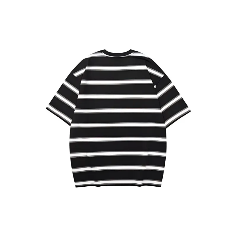 Skechers Colorful T Shirt Unisex Black With Gray And White Stripes-1