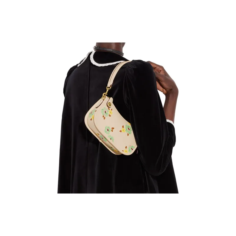 COACH Swinger Cow Leather One Shoulder Handbag Small Size Women's Beige Yellow-4