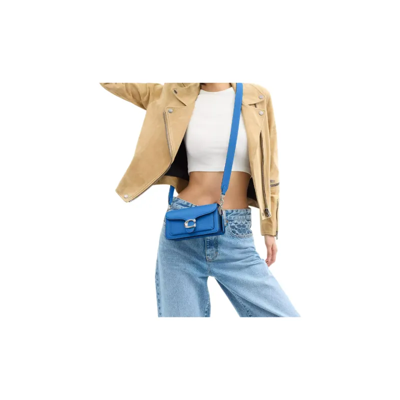 COACH Tabby Hammered Leather Portable Crossbody Bag Shoulder Bag Small Size Women's Blueberry-5