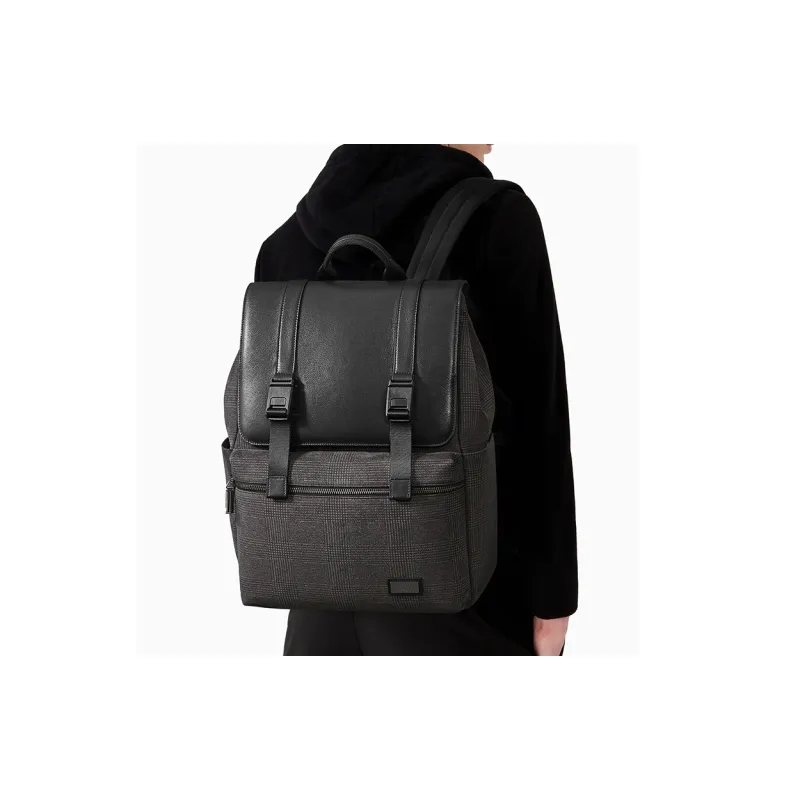 BVP Men's Genuine Leather Backpack Backpack Large Size Men's Black-6