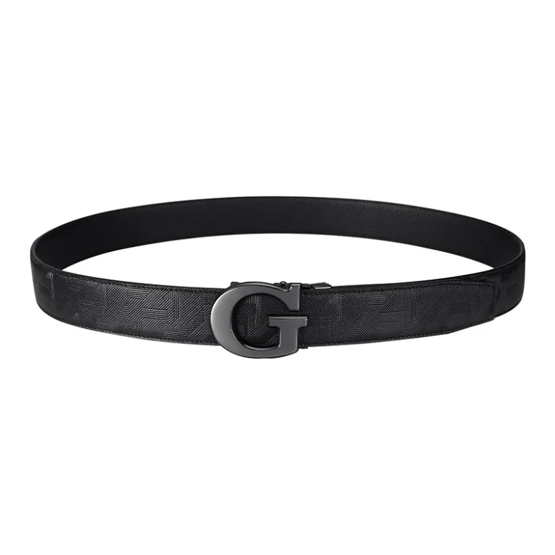 GOLF Cow Leather Leather Belts Men's Matte Black Gun 3.5cm-3