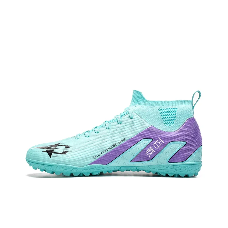 TriVict Win A Hundred Battles And Win A Hundred Victories. Soccer Shoes Unisex Mid Top White/Pink/Aqua/Blue-45