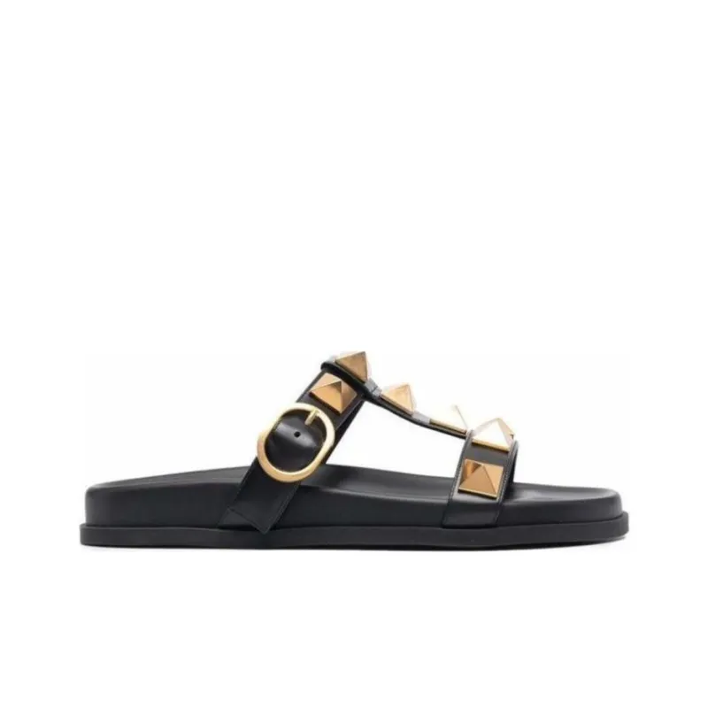 Valentino Rubber Sole Slide Slippers Women's Black-1