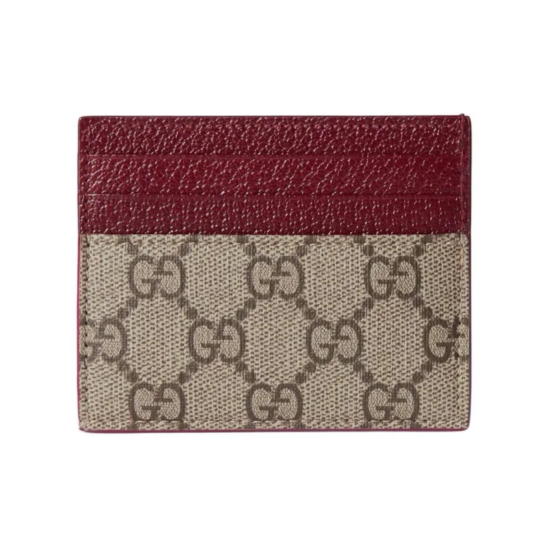 GUCCI Canvas With Leather Card Holder Regular Men's Beige & Ebony-2