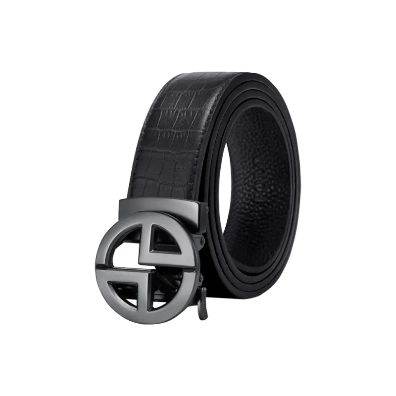 POLO Cow Leather Leather Belts Men's Gunmetal Width 3.4cm-1