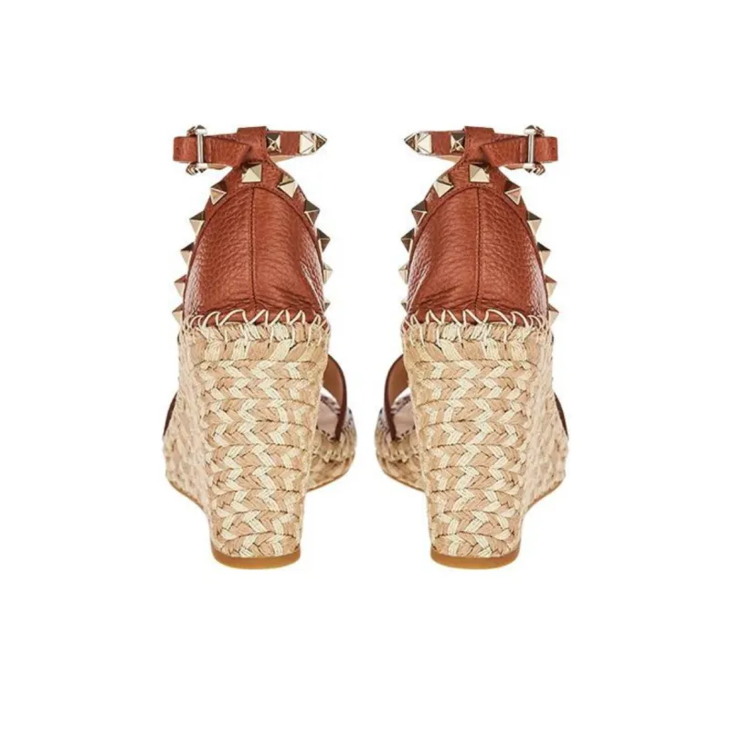 Valentino Rockstud Strap Sandals Women's Tan-4
