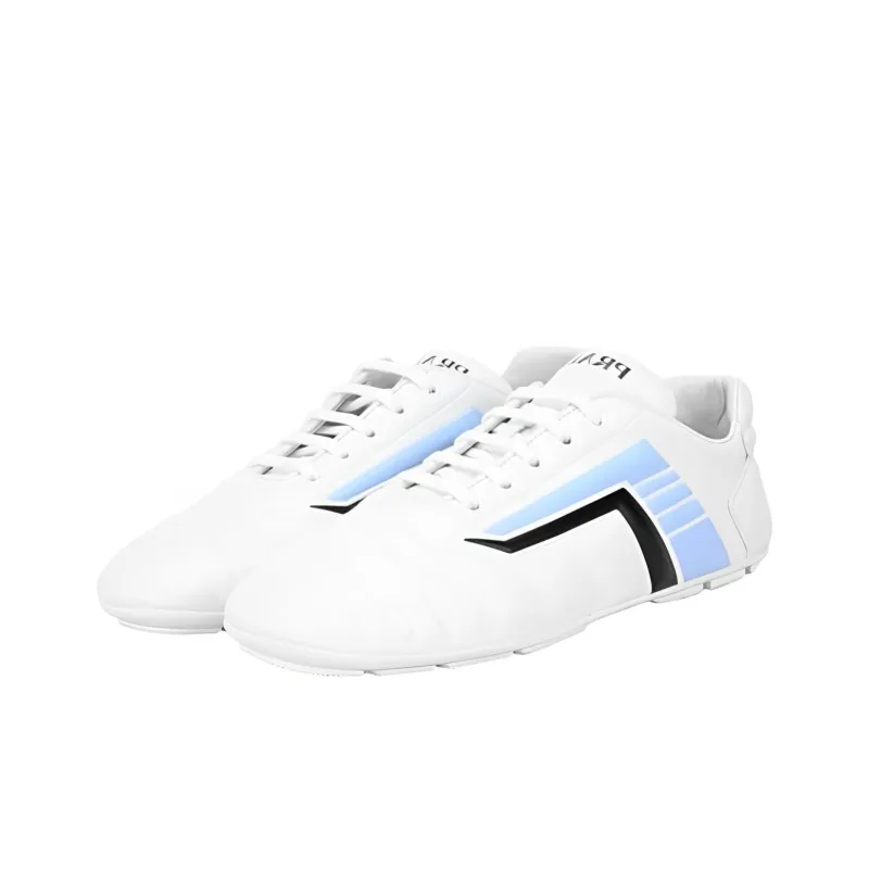 PRADA Rev Lace Up Sneakers 'White Blue' Women's-2