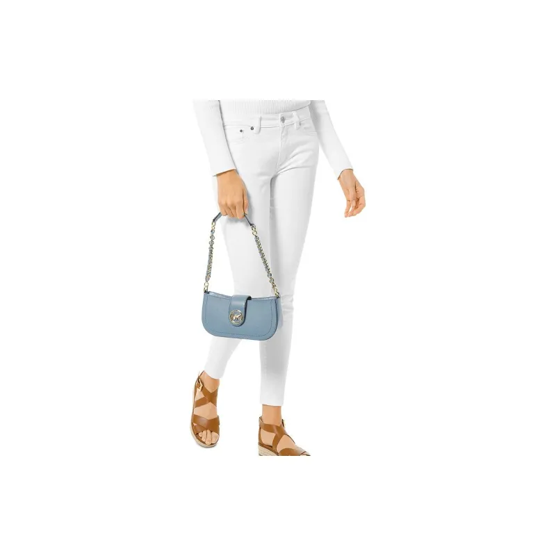 MICHAEL KORS Cow Leather Crescent Bag, Shoulder Bag Women's Blue-2