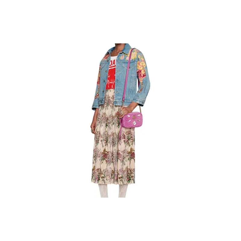 GUCCI GG Marmont Velvet Crossbody Bag Shoulder Bag Mini Women's Pink-6