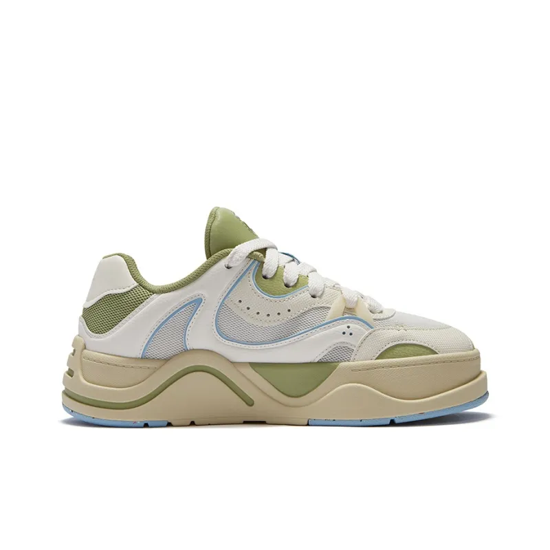 FILA FUSION 50-50 Slip-Resistant Low-Top Skateboard Shoes Women's White Green-1