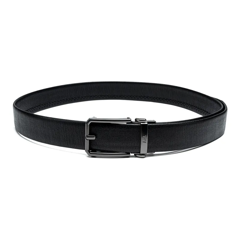 Anthony Miles High Quality Automatic Buckle Cow Leather Leather Belts Men's Black 3.5cm-3
