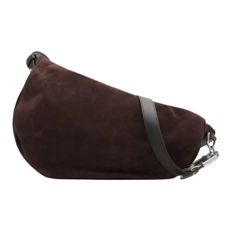 Burberry Suede Shoulder Bag, Crossbody Bag Medium Size Women's Dark Brown-2