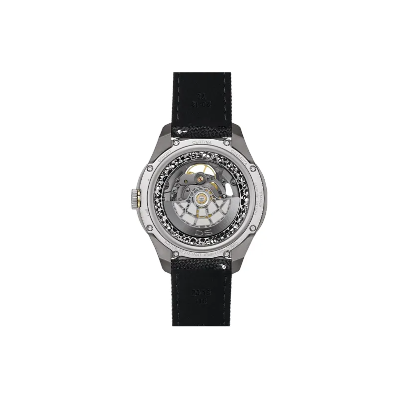CERTINA S SKELETON Collection Mechanical Movement Men's Watches Watch Gray Dial Titanium Watch Case Fabric Strap-0