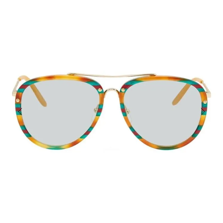 GUCCI Metal Acetate Aviator Sunglasses Men's Blue-1