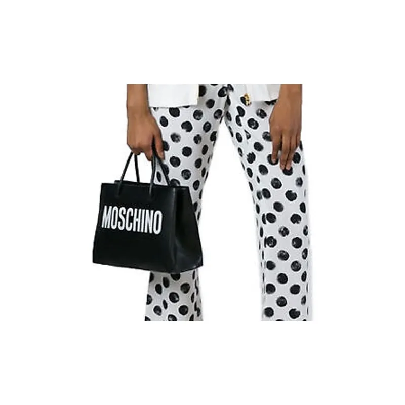 MOSCHINO Calfskin Shoulder Bag Crossbody Bag Handbag Small Size Women's Black-4