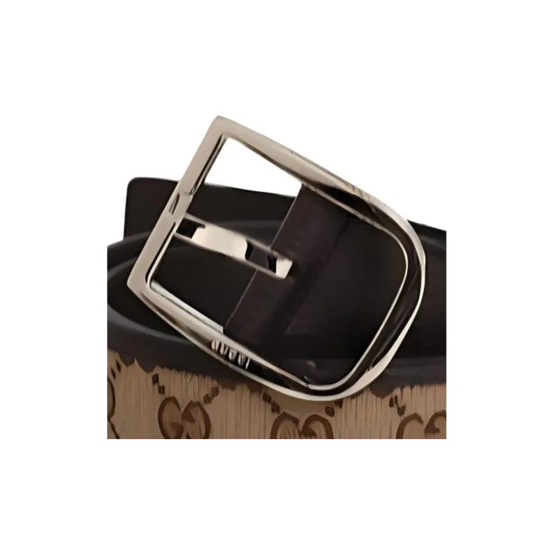 GUCCI Pattern Design Leather Belts Men's Light Brown-2