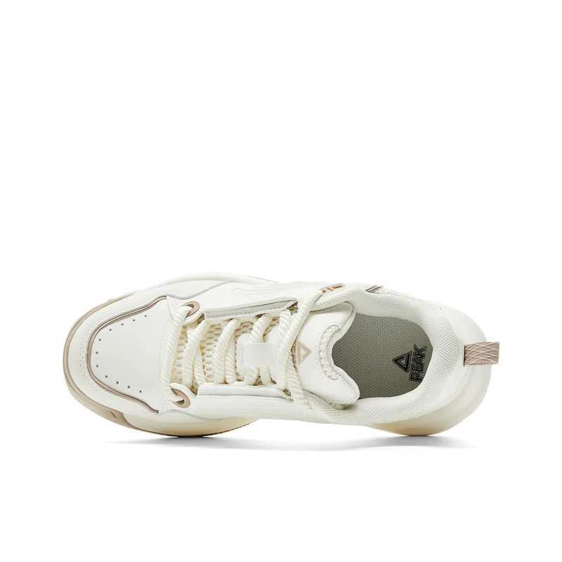 PEAK State Pole Roaming 2.0 Cushioning Lightweight Height Increasing Low Top Skateboard Shoes Women's Super Light White-3