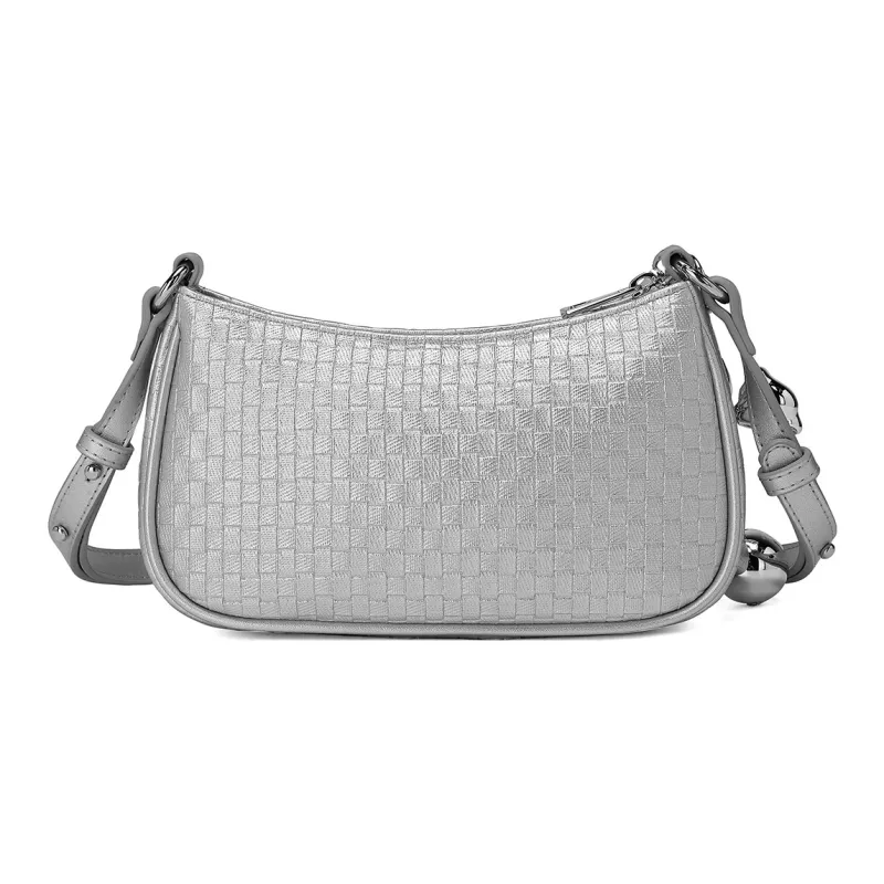MEXICAN Polyurethane Leather Shoulder Bag, Crossbody Bag, Handbag, Shoulder Bag Trumpets Women's Light Blue/Silver-5