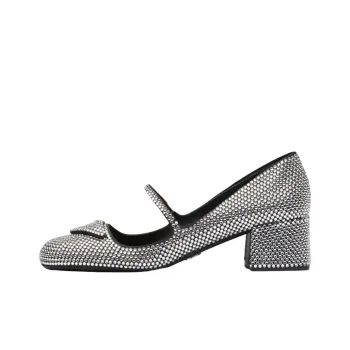 PRADA Chunky Heel Mary Jane Shoes Women's Crystal Color