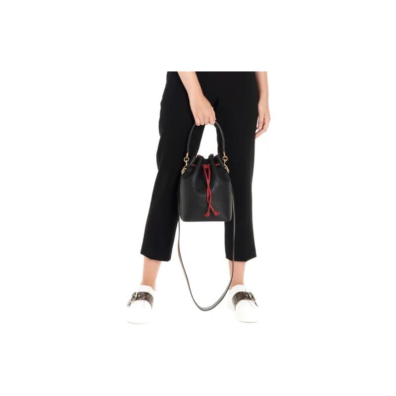 FENDI Calfskin Bucket Bag, Shoulder Bag, Crossbody Bag, Handbag Trumpets Women's Black-6