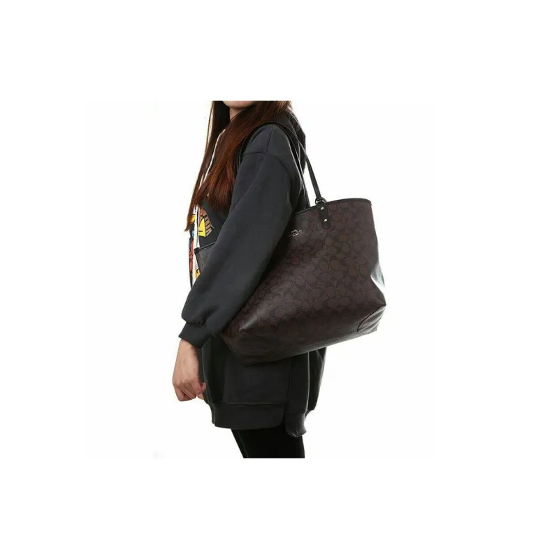 COACH PVC Combo Bag, Tote Bag, Shopping Bag, Handbag, Shoulder Bag Tubas Women's Black Brown Monogram-5