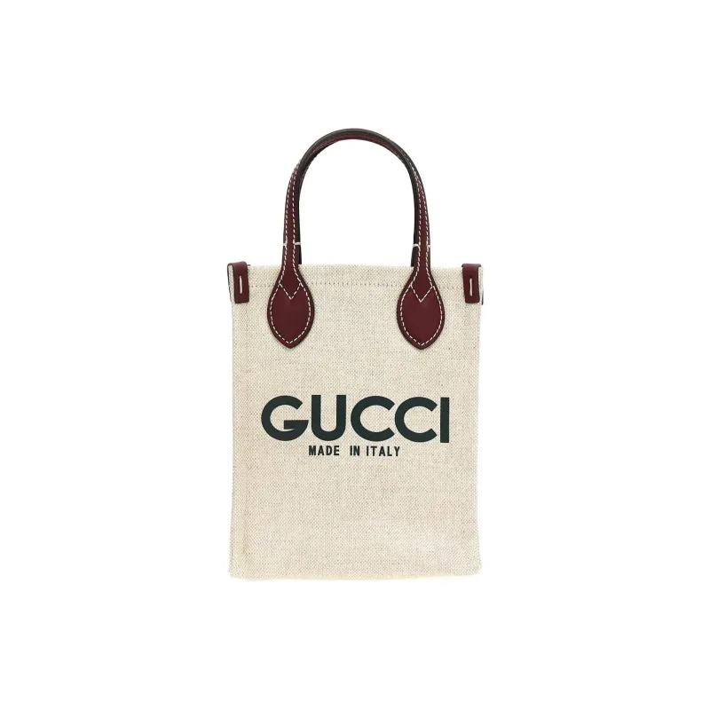GUCCI Polyurethane With Cotton And Linen Patchwork Shoulder Bag, Crossbody Bag, Handbag Women's Beige-0