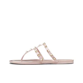 Valentino Rockstud Stud Abrasion Resistant Flip Flops Women's Nude Pink