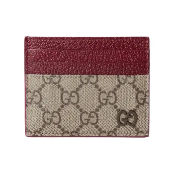 GUCCI Canvas With Leather Card Holder Regular Men's Beige & Ebony