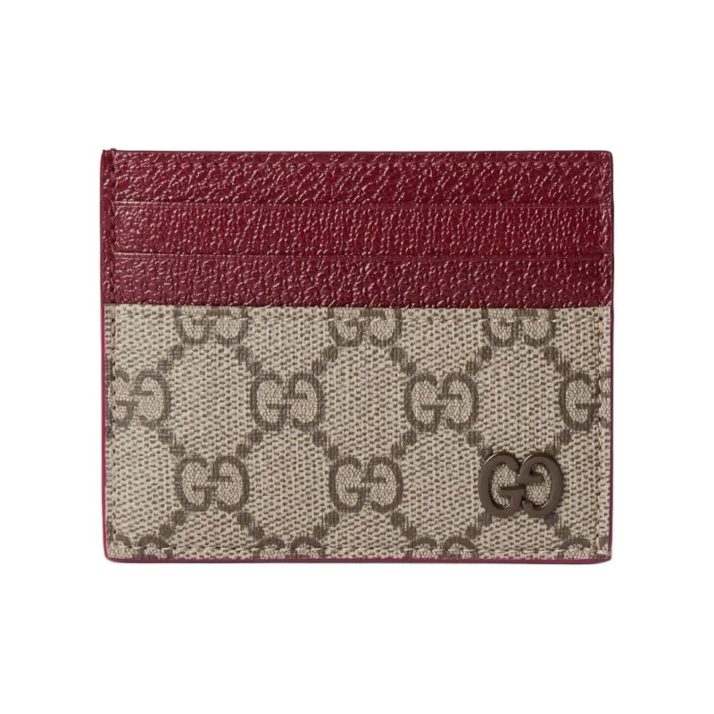 GUCCI Canvas With Leather Card Holder Regular Men's Beige & Ebony-0