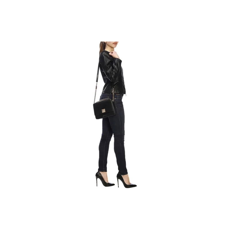 MICHAEL KORS Sylvia Leather Shoulder Bag Crossbody Bag Medium Size Women's Black-4